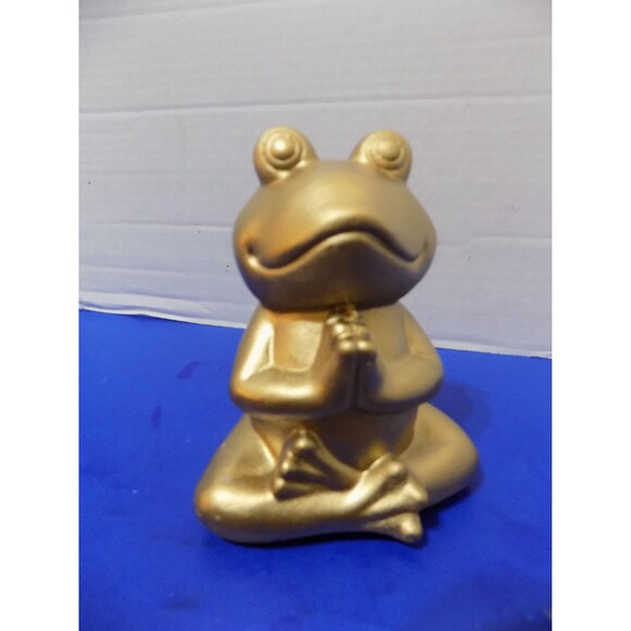 NEW Praying Green Frog Figurine Statue Frogs Plaster Yoga Meditating Yoga - Picture 6 of 6